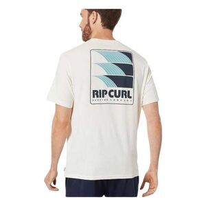 Rip Curl Surf Revival Line Up Graphic Tee Bone Cotton Knit Short Sleeve Crewneck